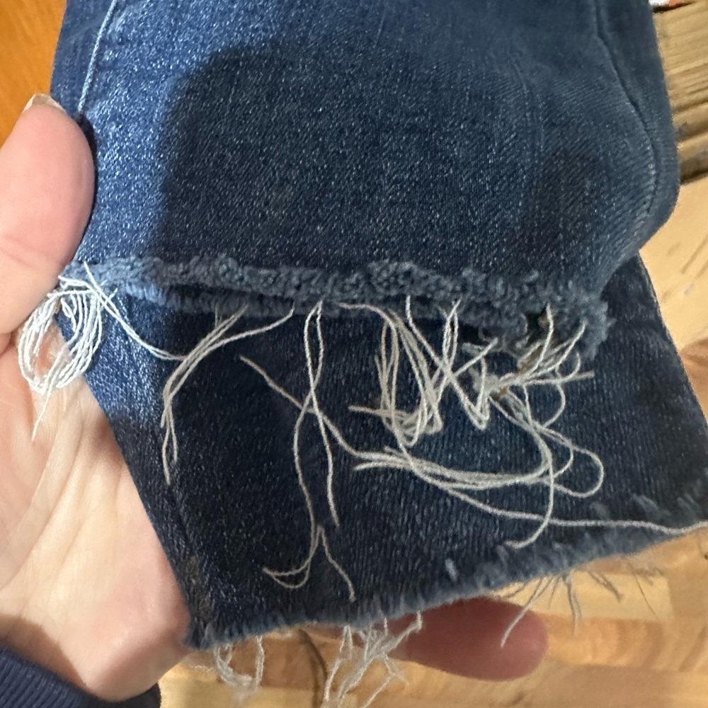 Madewell High Rise Dark Blue Jeans with raw hem - Picture 5 of 8